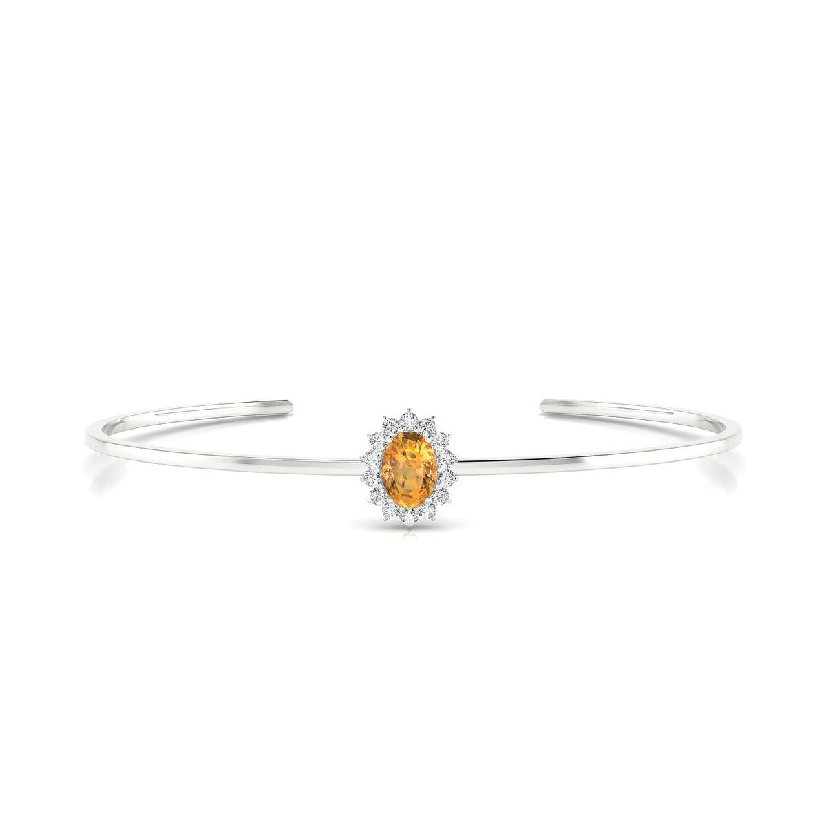 Blossom | 18k White Gold 7 x 5 mm Oval Citrine Bangle