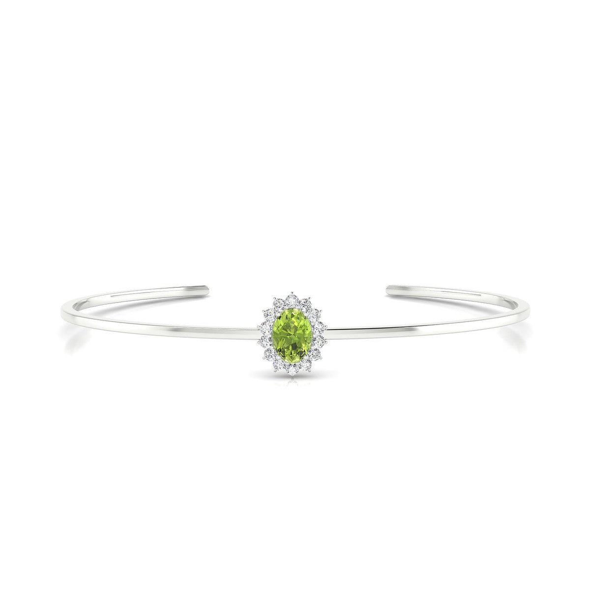 Blossom | 18k White Gold 7 x 5 mm Oval Peridot Bangle