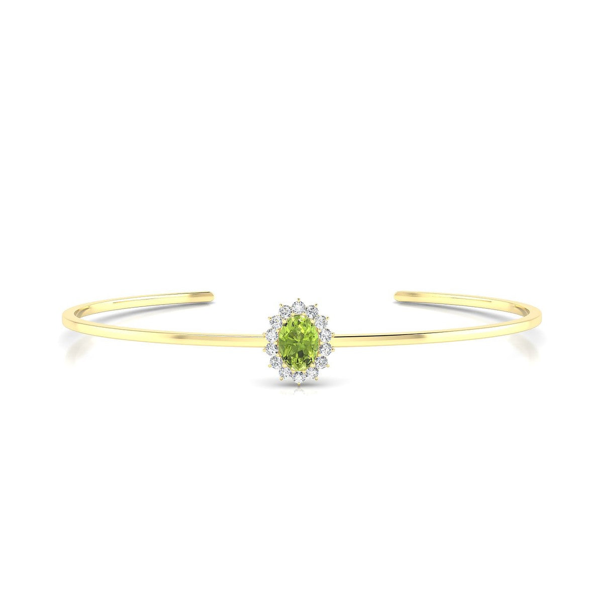 Blossom | 18k Yellow Gold 7 x 5 mm Oval Peridot Bangle