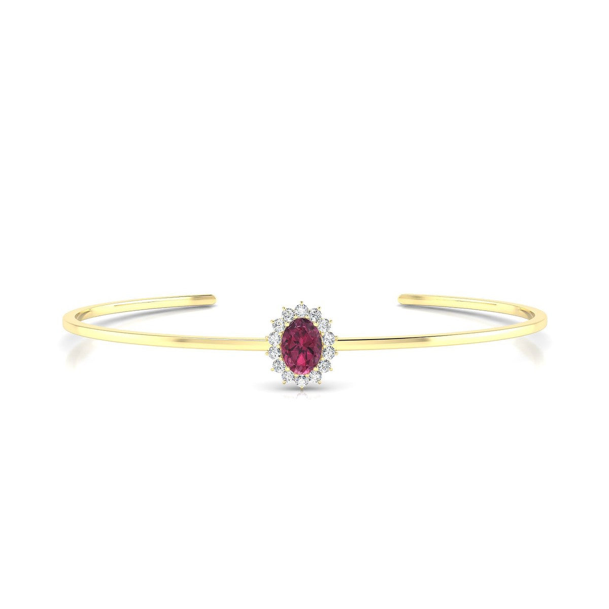 Blossom | 18k Yellow Gold 7 x 5 mm Oval Rhodolite Bangle