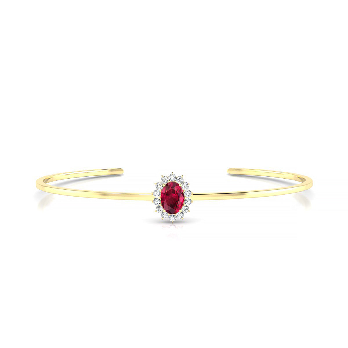 Blossom | 18k Yellow Gold 7 x 5 mm Oval Ruby Bangle