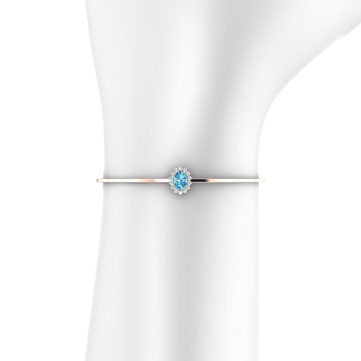 Blossom | 18k Rose Gold 7 x 5 mm Oval Topaz Bangle