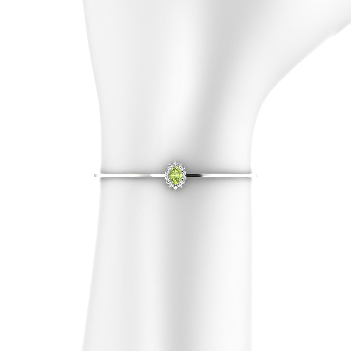 Blossom | 18k White Gold 7 x 5 mm Oval Peridot Bangle