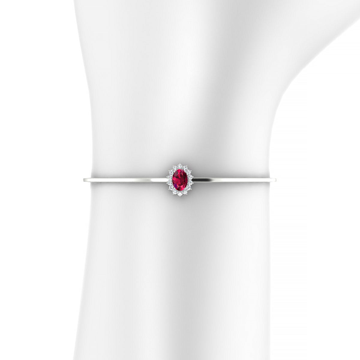 Blossom | 18k White Gold 7 x 5 mm Oval Ruby Bangle
