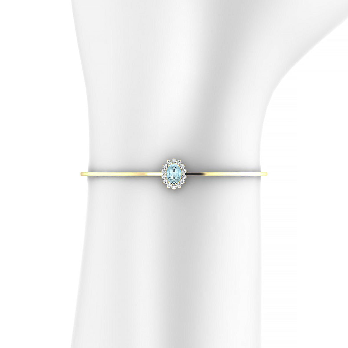 Blossom | 18k Yellow Gold 7 x 5 mm Oval Aquamarine Bangle