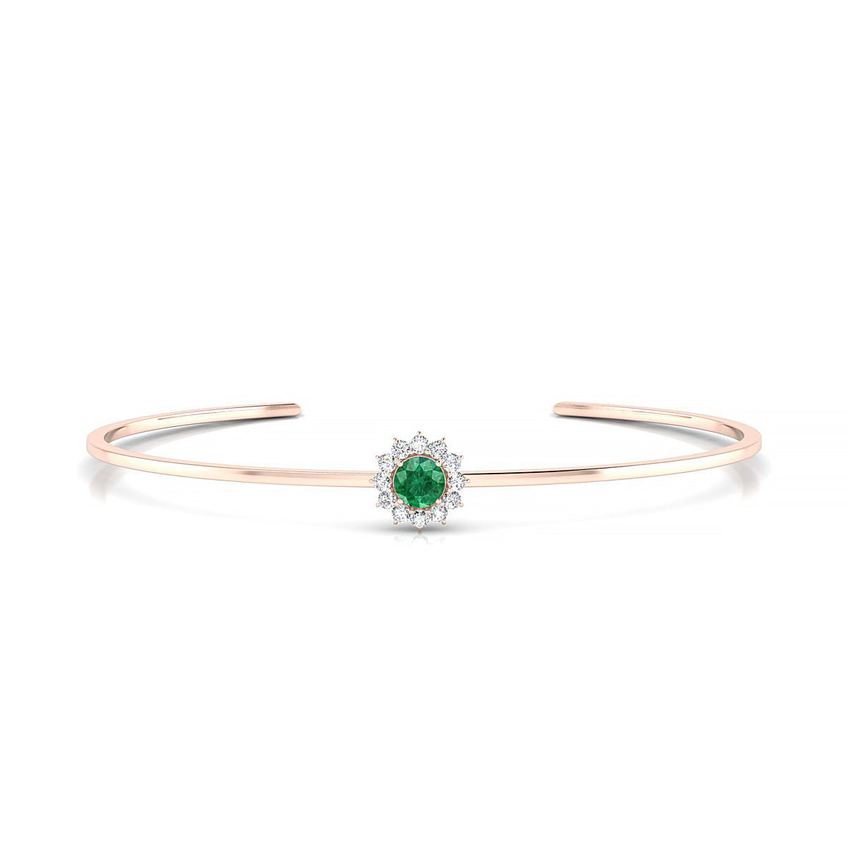 Blossom | 18k Rose Gold 4.5 mm Round Emerald Bangle
