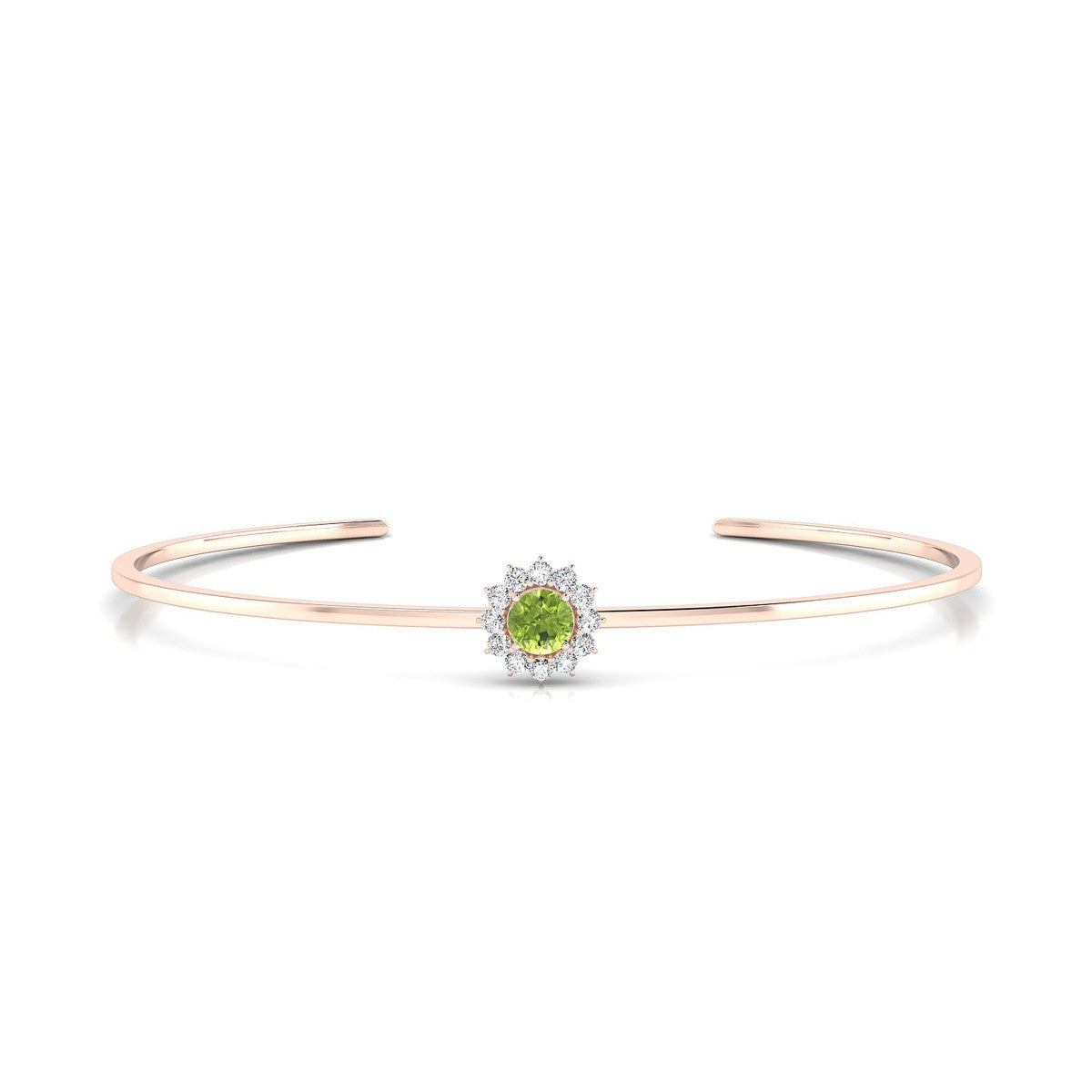 Blossom | 18k Rose Gold 4.5 mm Round Peridot Bangle