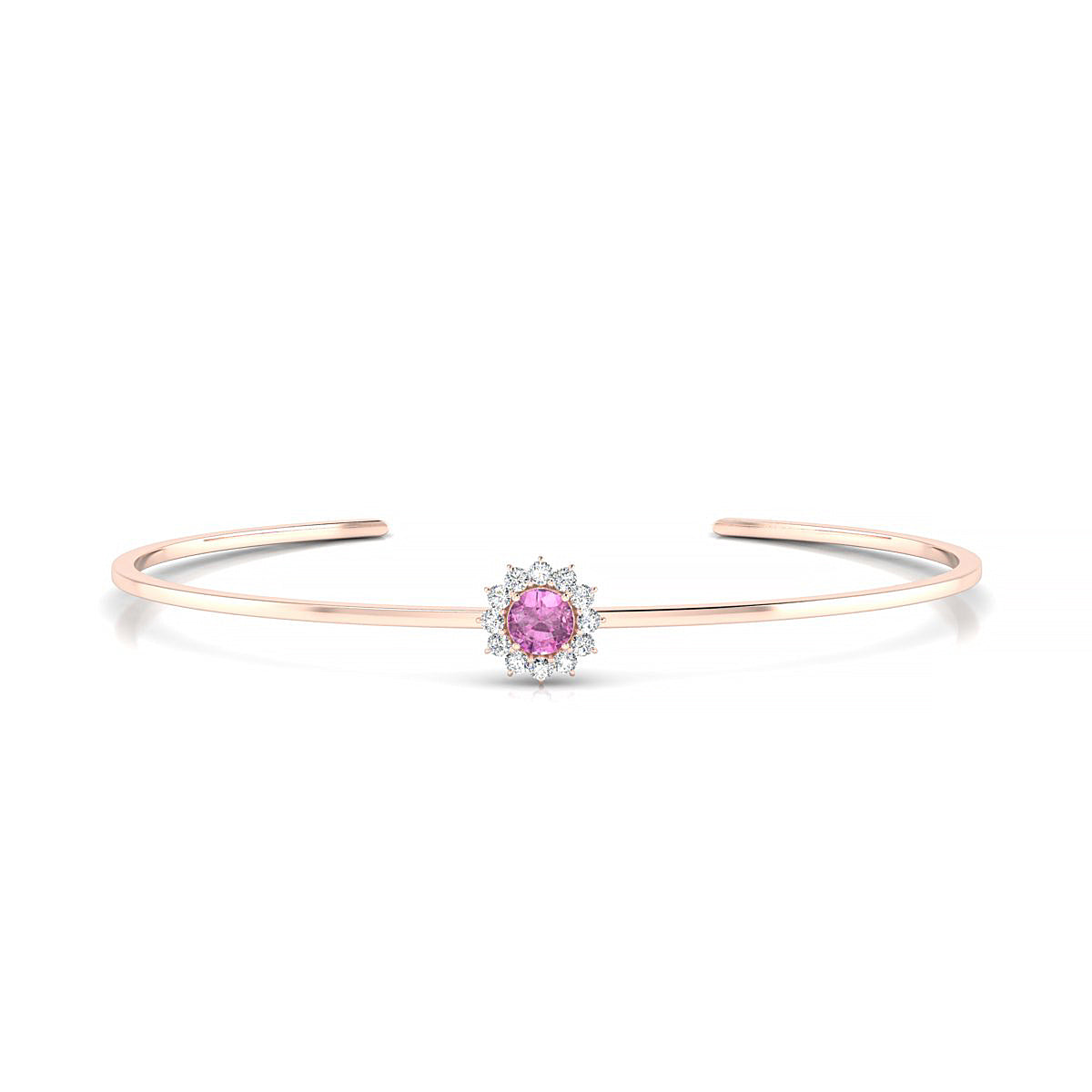 Blossom | 18k Rose Gold 4.5 mm Round Pink Sapphire Bangle