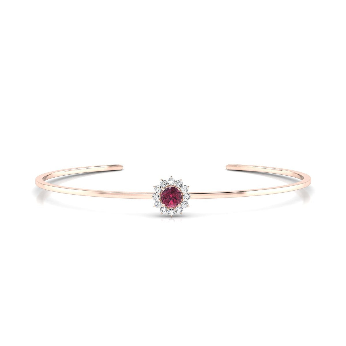 Blossom | 18k Rose Gold 4.5 mm Round Rhodolite Bangle