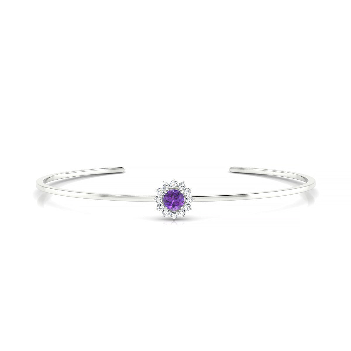 Blossom | 18k White Gold 4.5 mm Round Amethyst Bangle