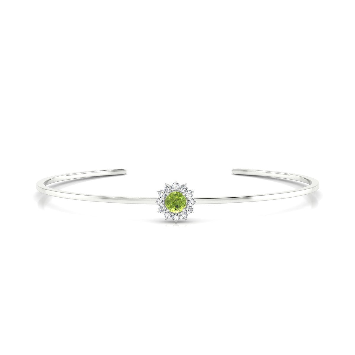 Blossom | 18k White Gold 4.5 mm Round Peridot Bangle
