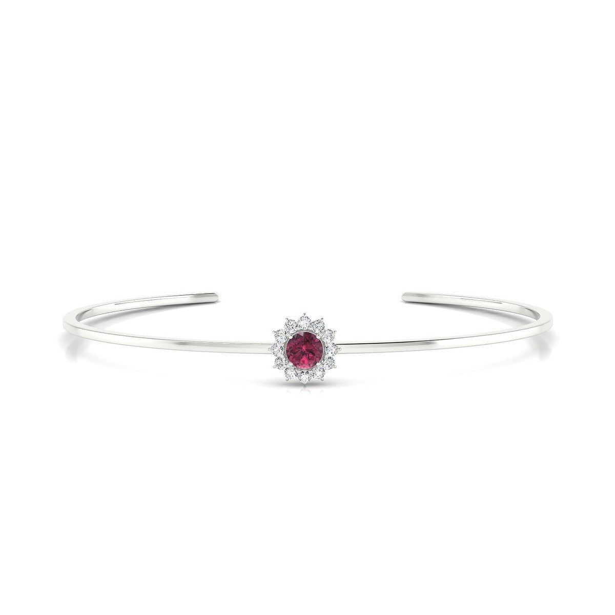Blossom | 18k White Gold 4.5 mm Round Rhodolite Bangle