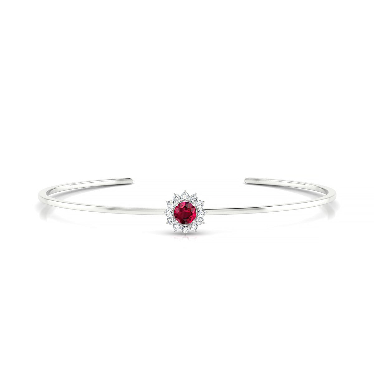 Blossom | 18k White Gold 4.5 mm Round Ruby Bangle