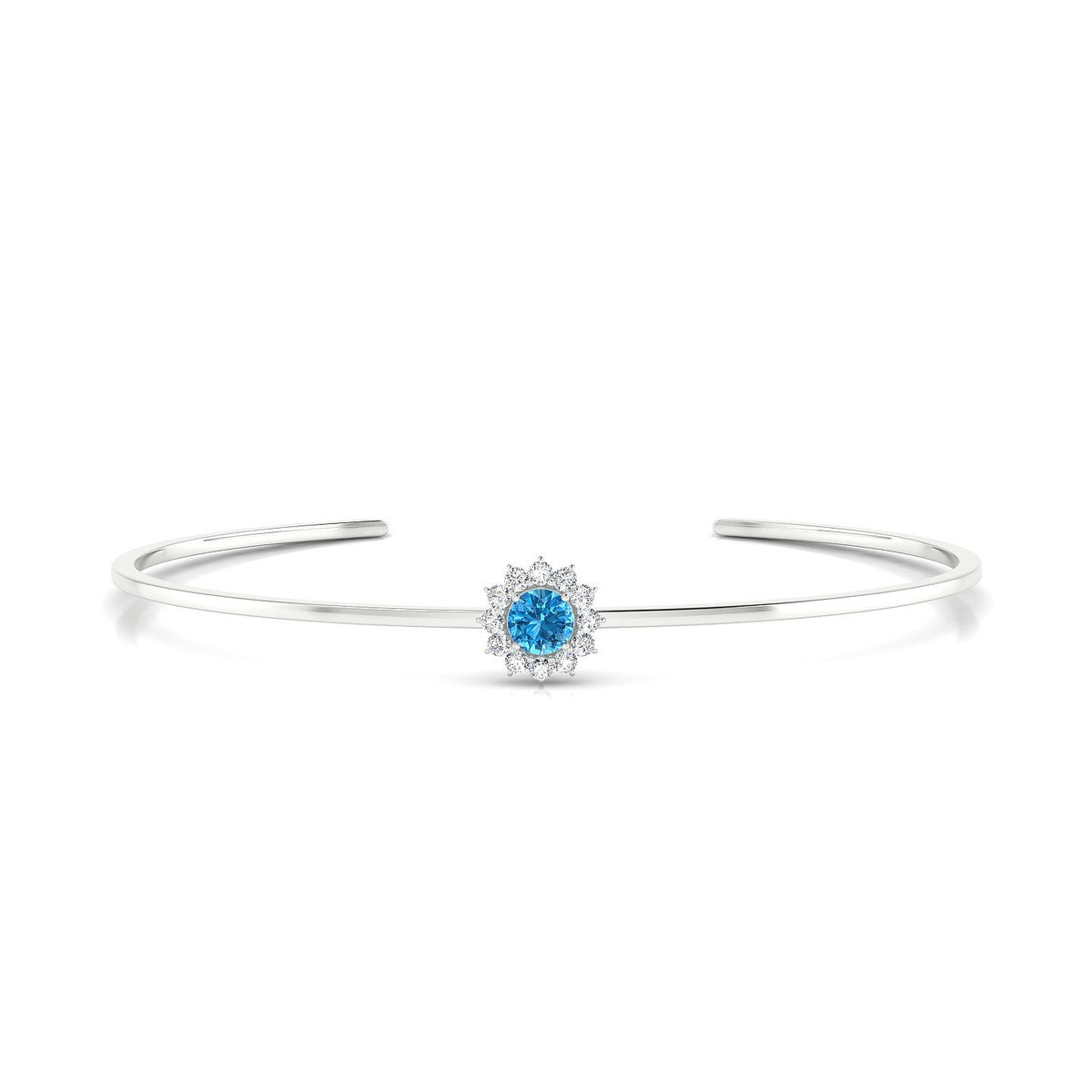 Blossom | 18k White Gold 4.5 mm Round Topaz Bangle