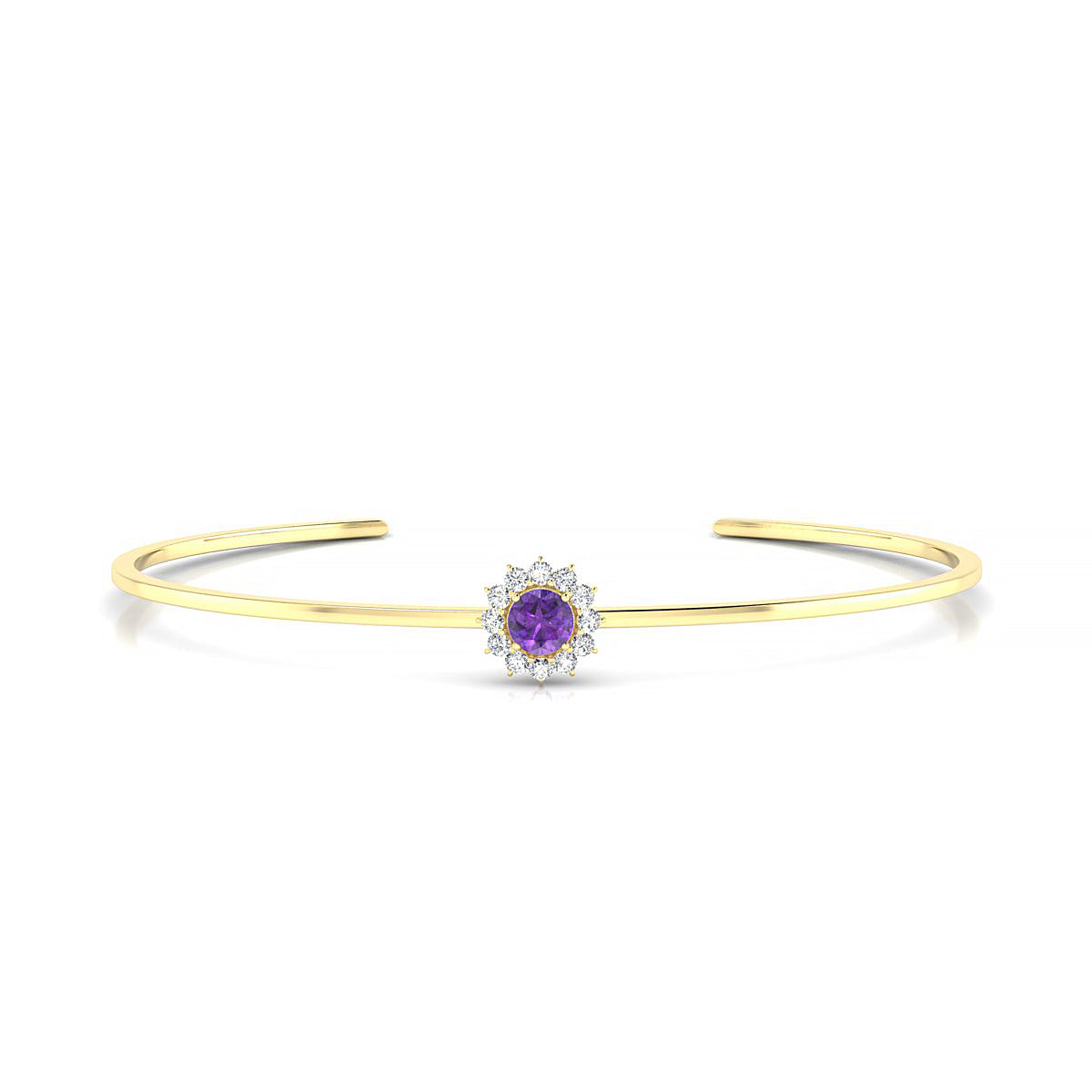 Blossom | 18k Yellow Gold 4.5 mm Round Amethyst Bangle