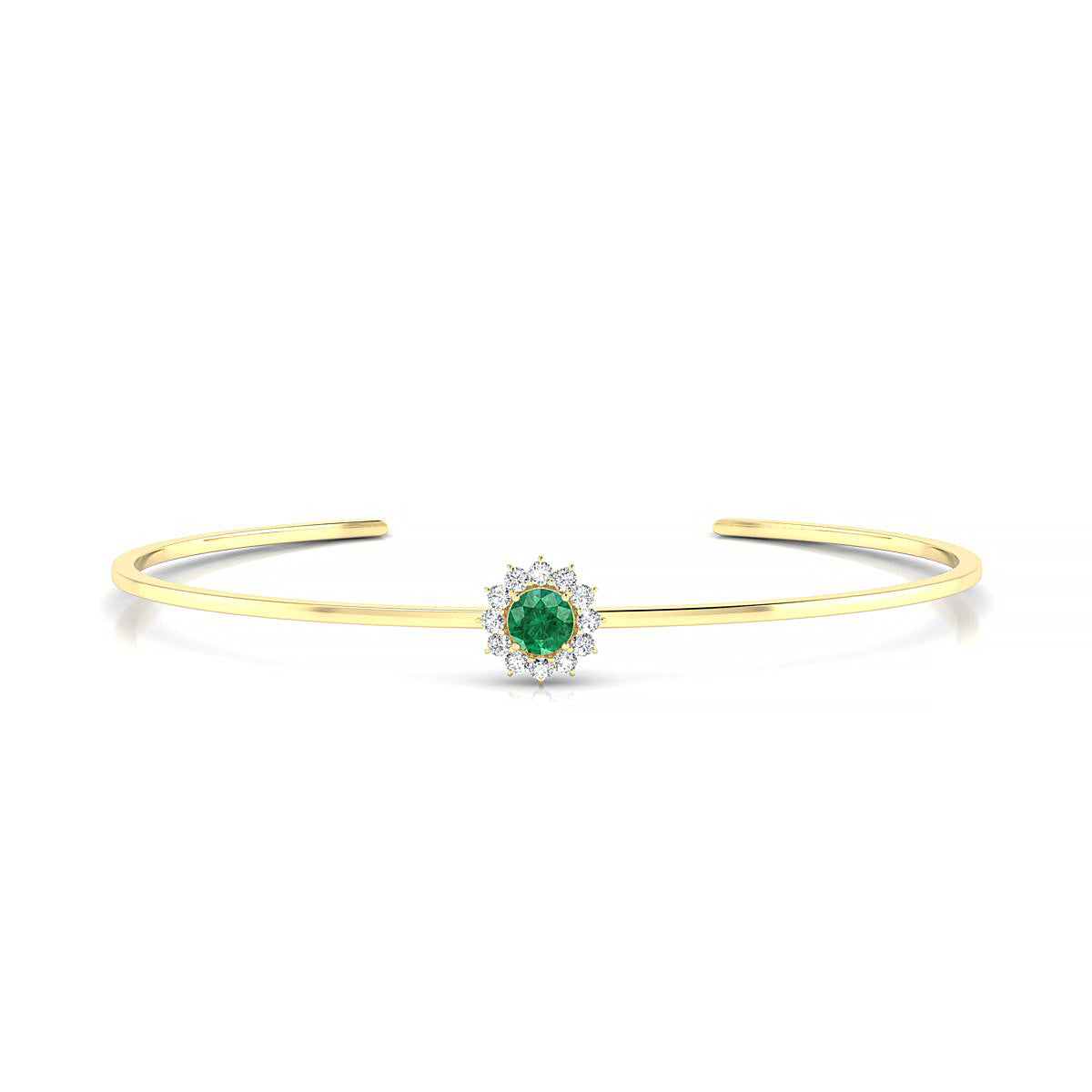 Blossom | 18k Yellow Gold 4.5 mm Round Emerald Bangle