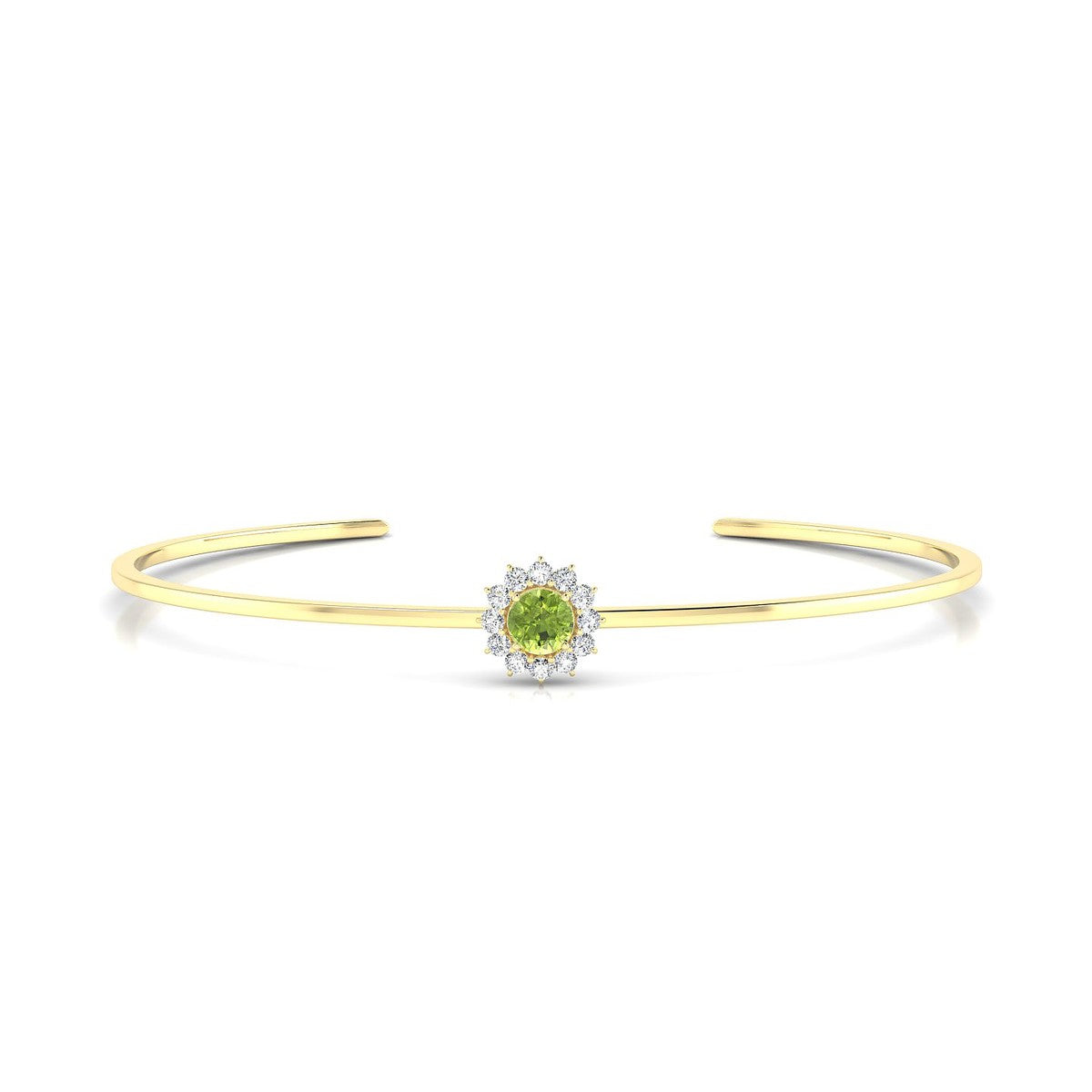Blossom | 18k Yellow Gold 4.5 mm Round Peridot Bangle
