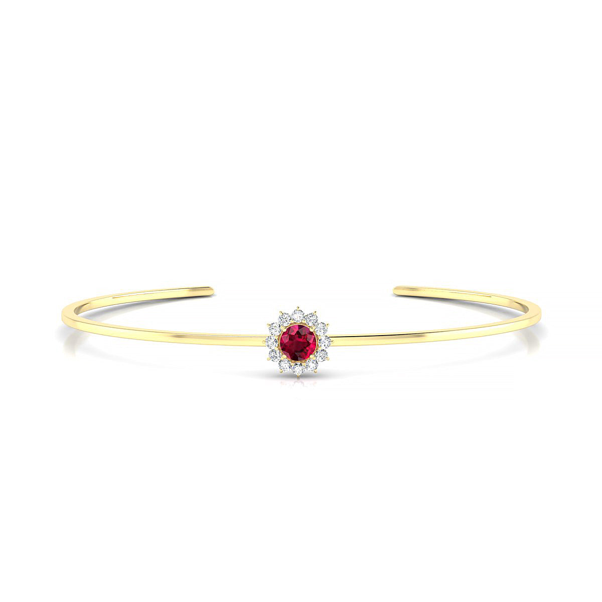 Blossom | 18k Yellow Gold 4.5 mm Round Ruby Bangle