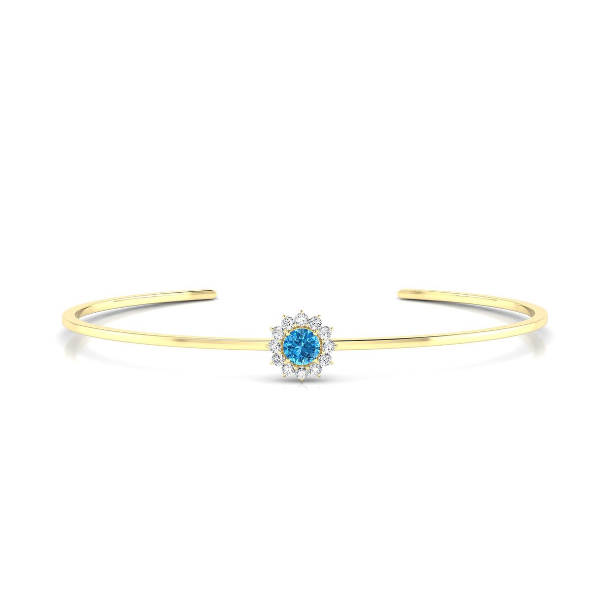 Blossom | 18k Yellow Gold 4.5 mm Round Topaz Bangle
