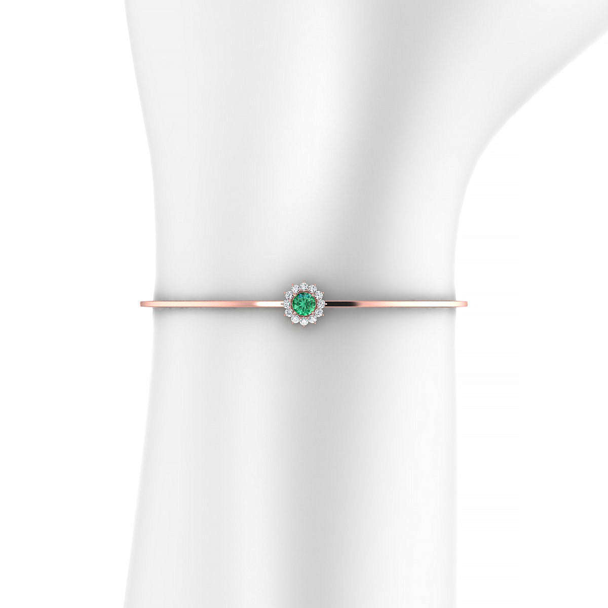 Blossom | 18k Rose Gold 4.5 mm Round Emerald Bangle
