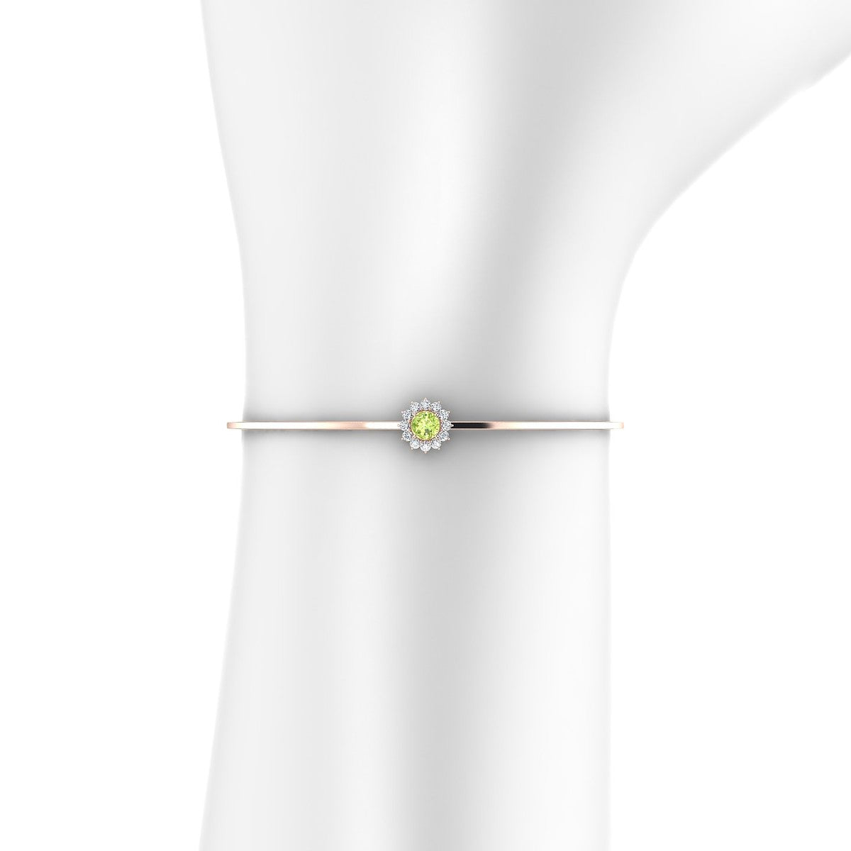 Blossom | 18k Rose Gold 4.5 mm Round Peridot Bangle