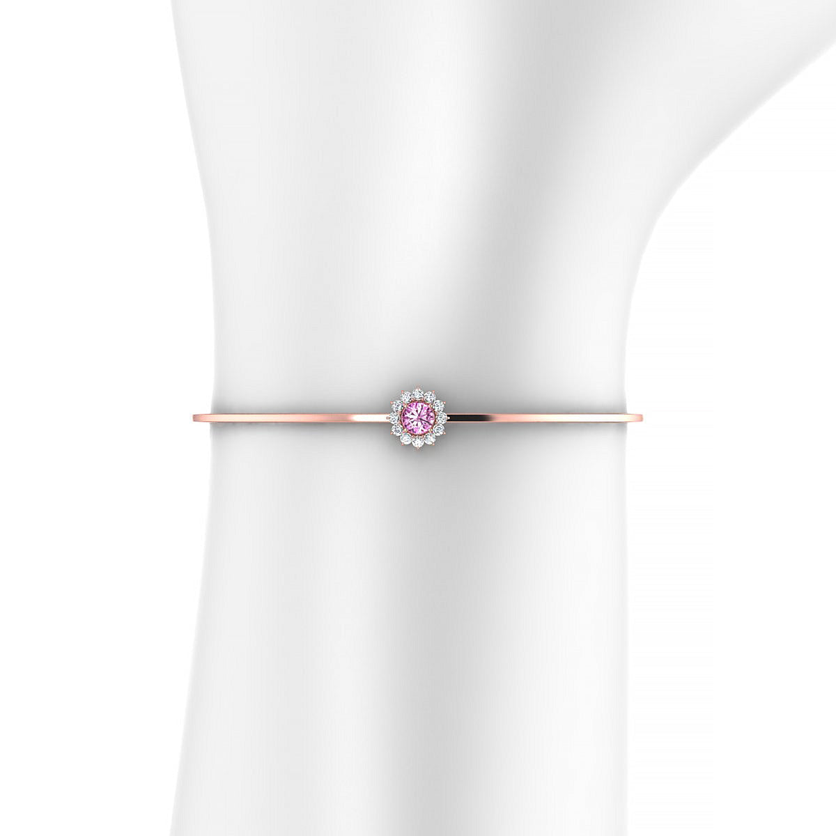 Blossom | 18k Rose Gold 4.5 mm Round Pink Sapphire Bangle