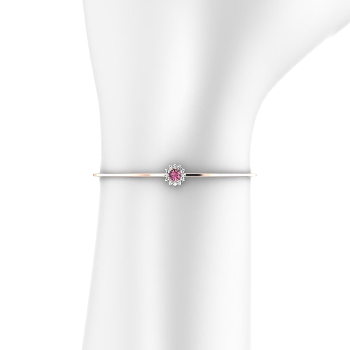 Blossom | 18k Rose Gold 4.5 mm Round Rhodolite Bangle