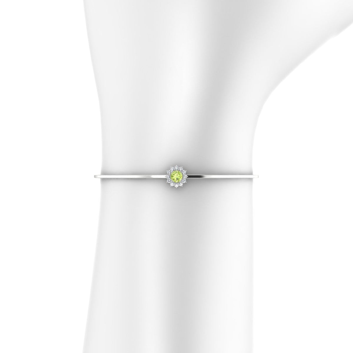 Blossom | 18k White Gold 4.5 mm Round Peridot Bangle