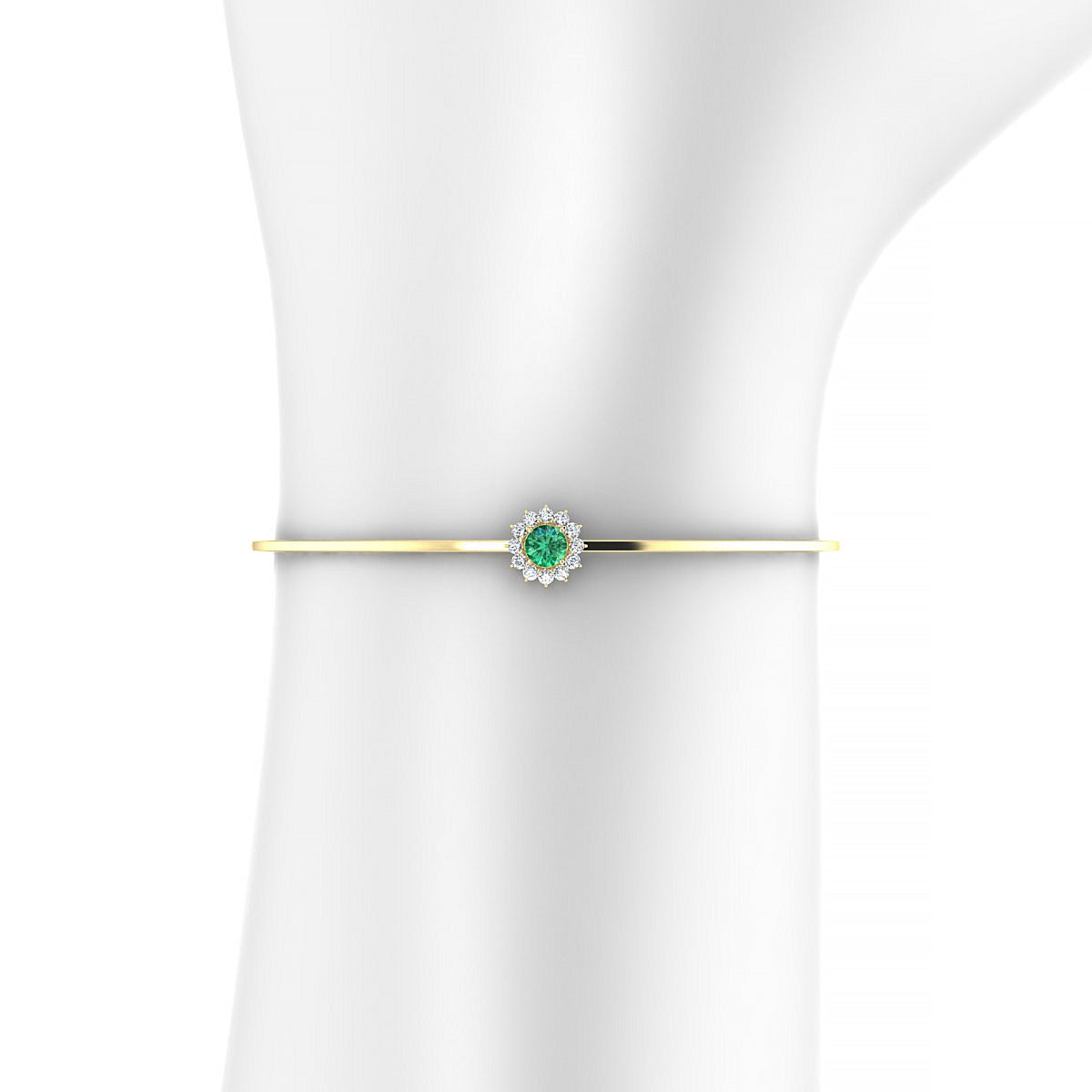 Blossom | 18k Yellow Gold 4.5 mm Round Emerald Bangle