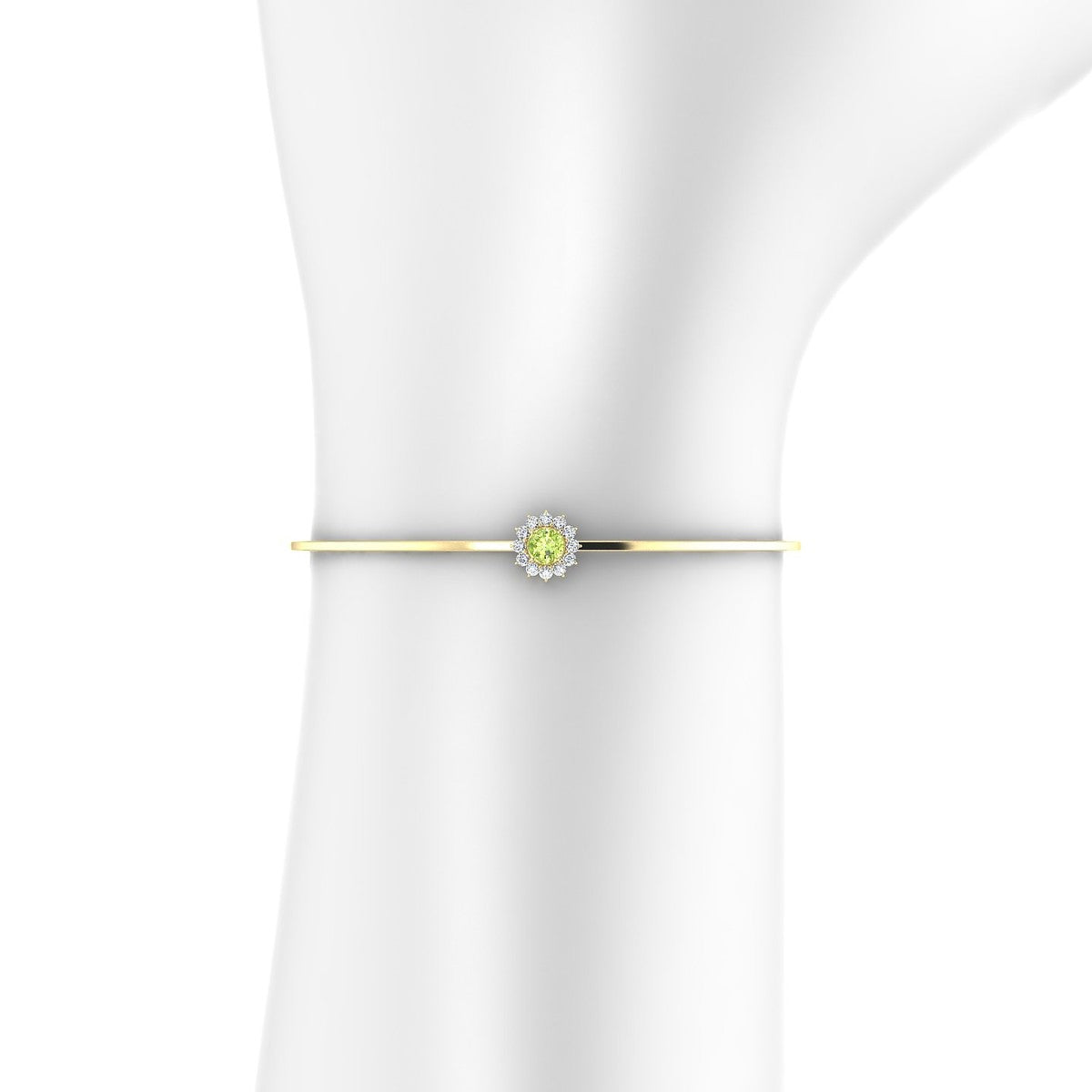 Blossom | 18k Yellow Gold 4.5 mm Round Peridot Bangle