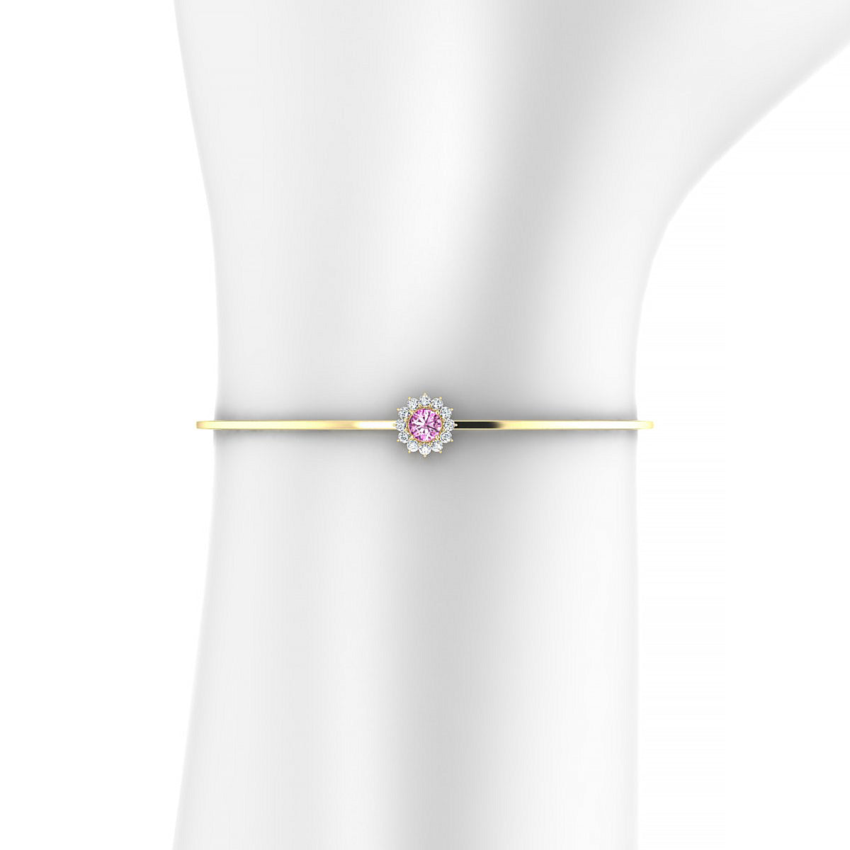 Blossom | 18k Yellow Gold 4.5 mm Round Pink Sapphire Bangle