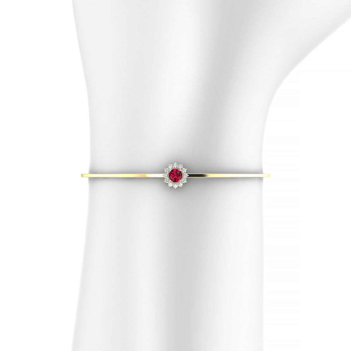 Blossom | 18k Yellow Gold 4.5 mm Round Ruby Bangle