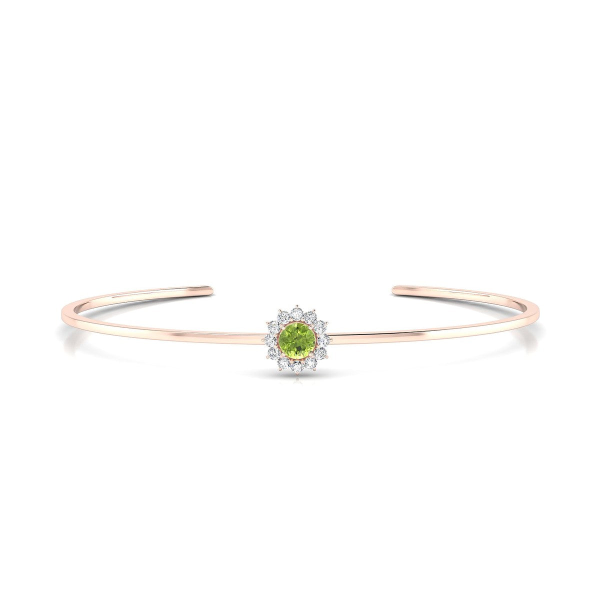 Blossom | 18k Rose Gold 6 mm Round Peridot Bangle