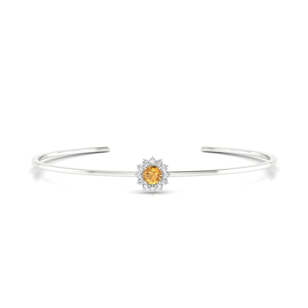 Blossom | 18k White Gold 6 mm Round Citrine Bangle