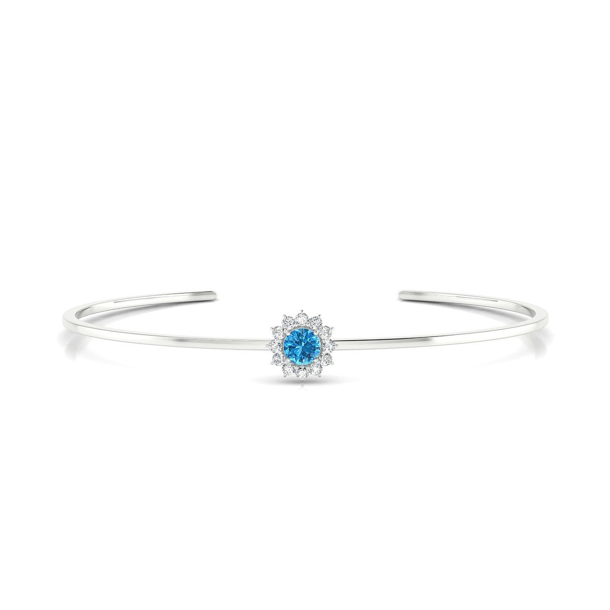 Blossom | 18k White Gold 6 mm Round Topaz Bangle