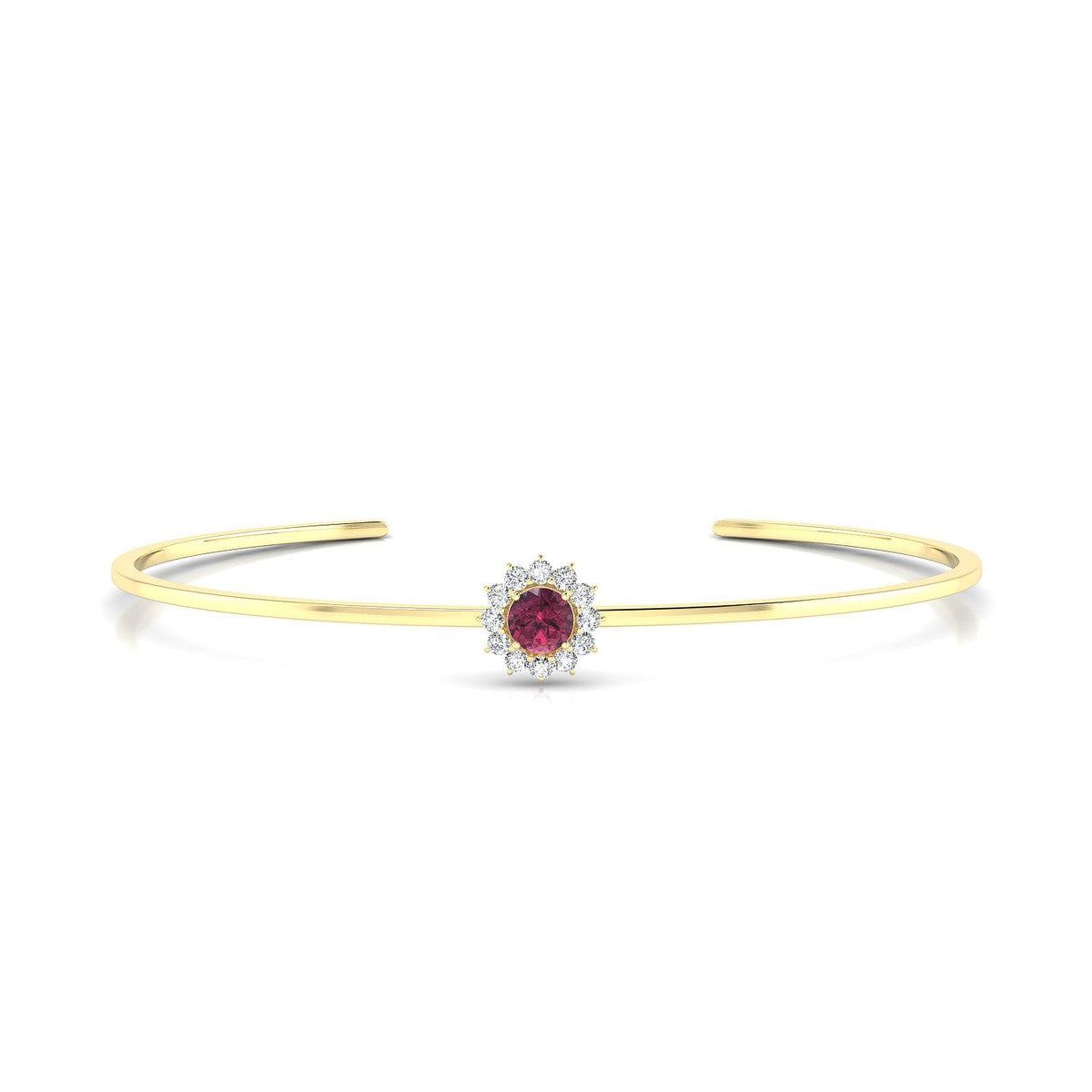 Blossom | 18k Yellow Gold 6 mm Round Rhodolite Bangle
