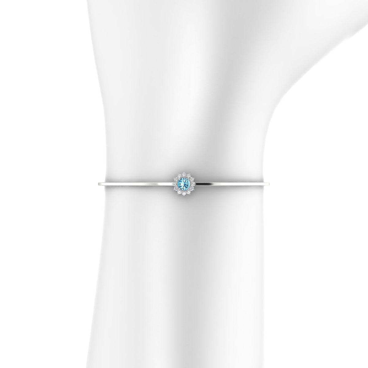 Blossom | 18k White Gold 6 mm Round Topaz Bangle