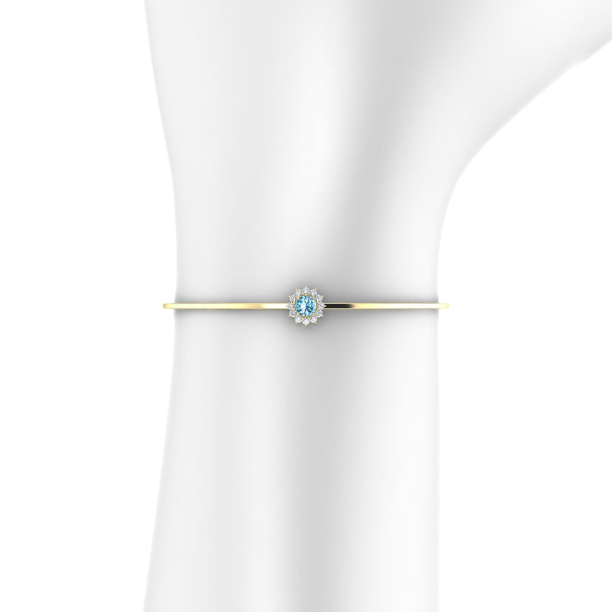 Blossom | 18k Yellow Gold 6 mm Round Topaz Bangle
