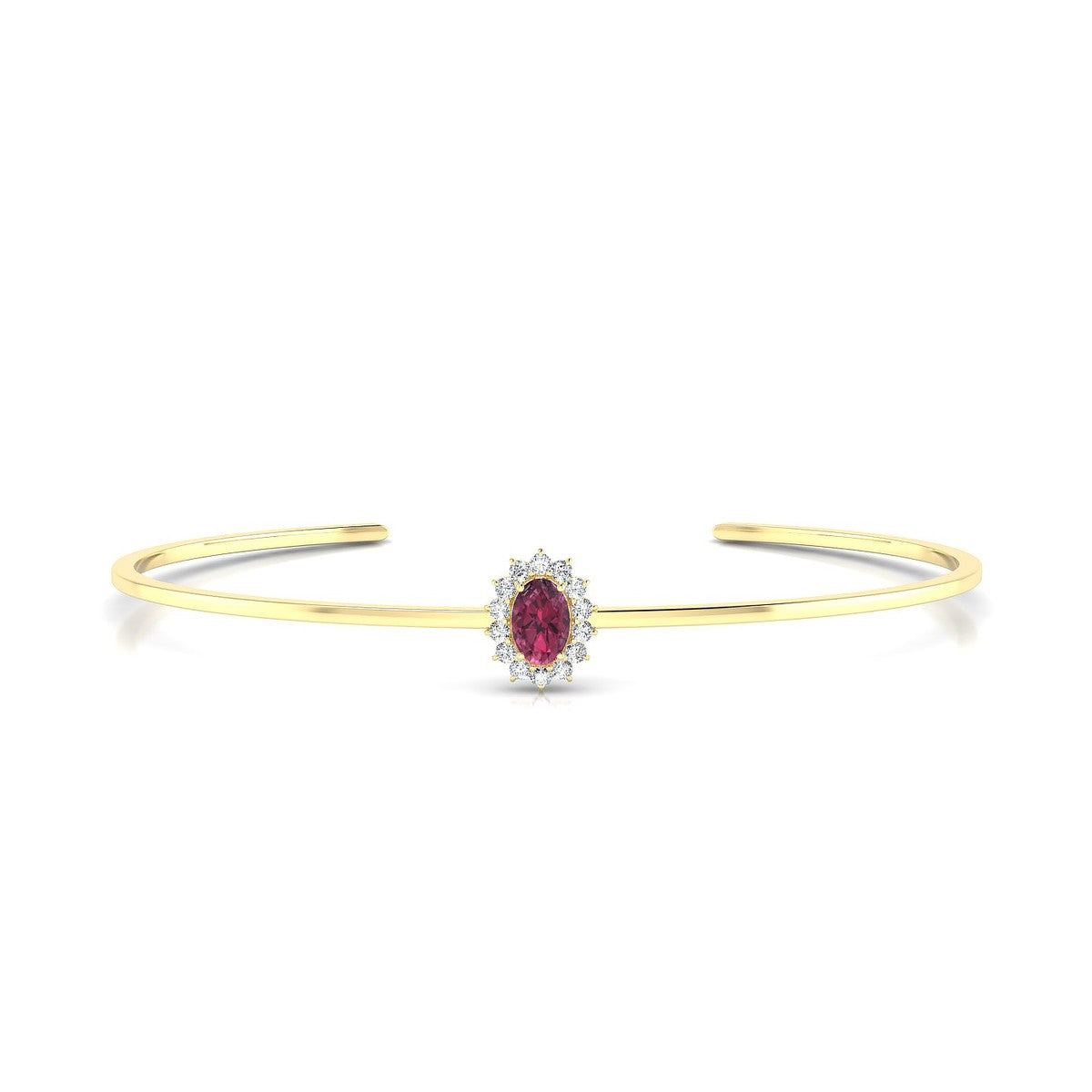 Blossom | 18k Yellow Gold 6 x 4 mm Oval Rhodolite Bangle