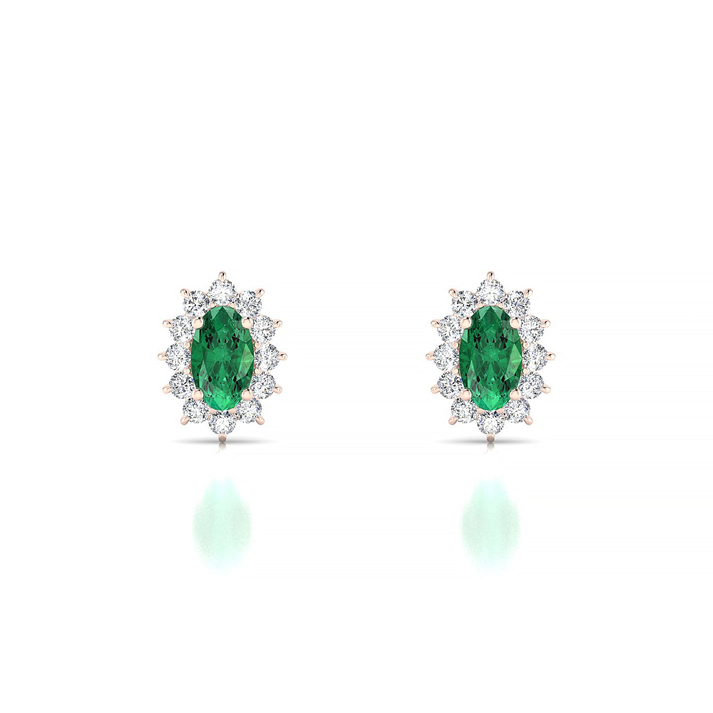 Blossom | 18k Rose Gold 5 x 3 mm Oval Emerald Earrings