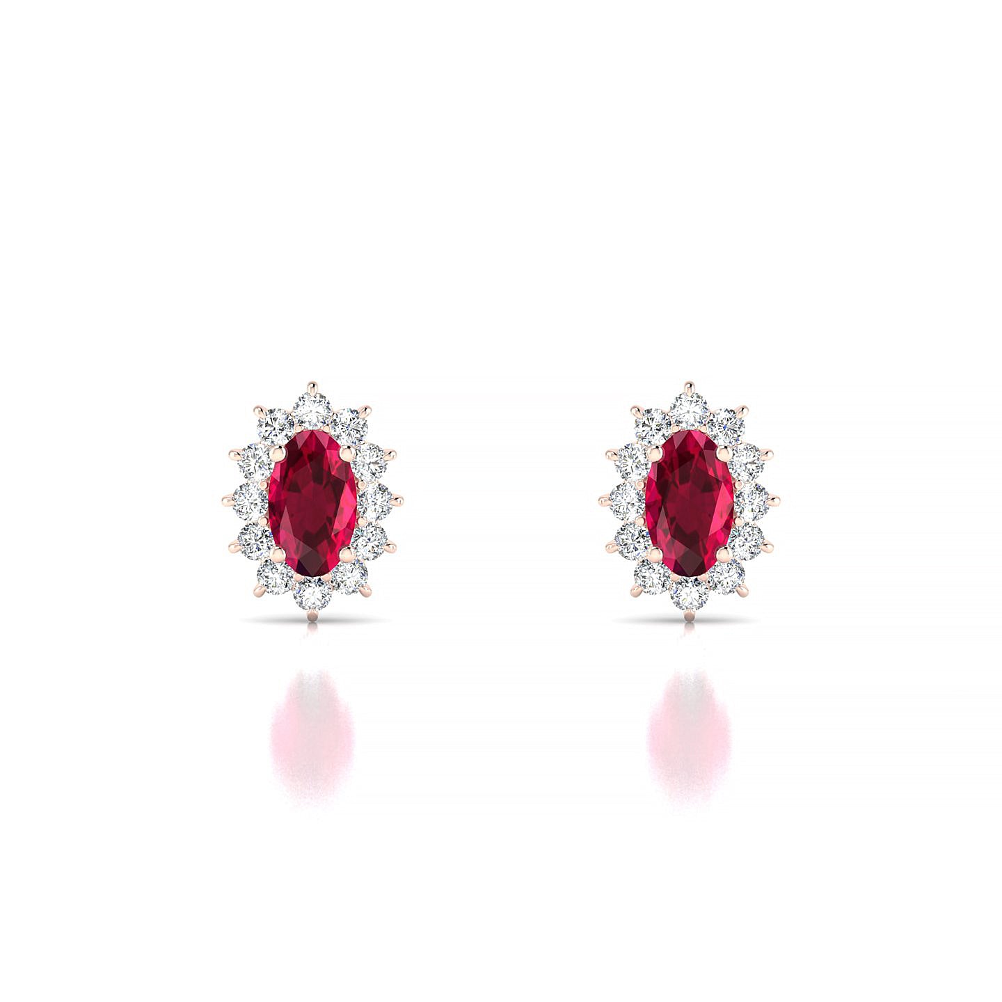 Blossom | 18k Rose Gold 5 x 3 mm Oval Ruby Earrings