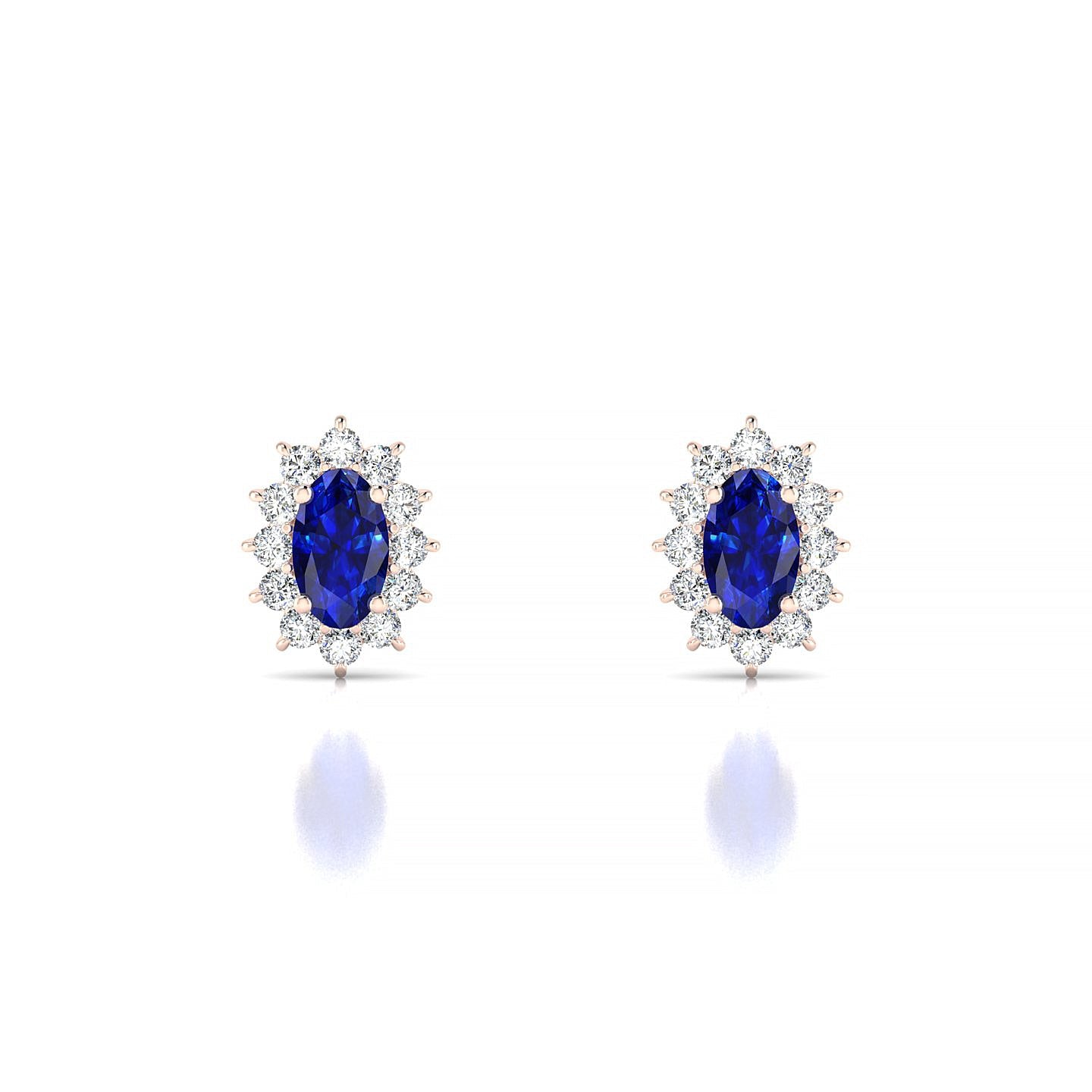 Blossom | 18k Rose Gold 5 x 3 mm Oval Sapphire Earrings