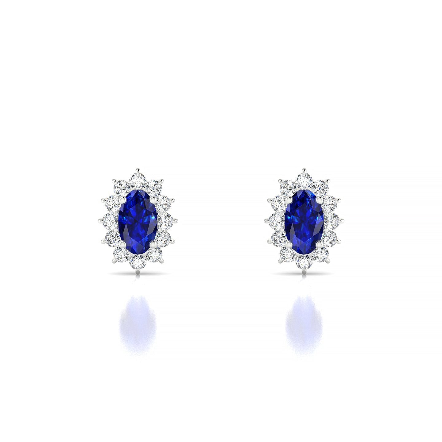 Blossom | 18k White Gold 5 x 3 mm Oval Sapphire Earrings