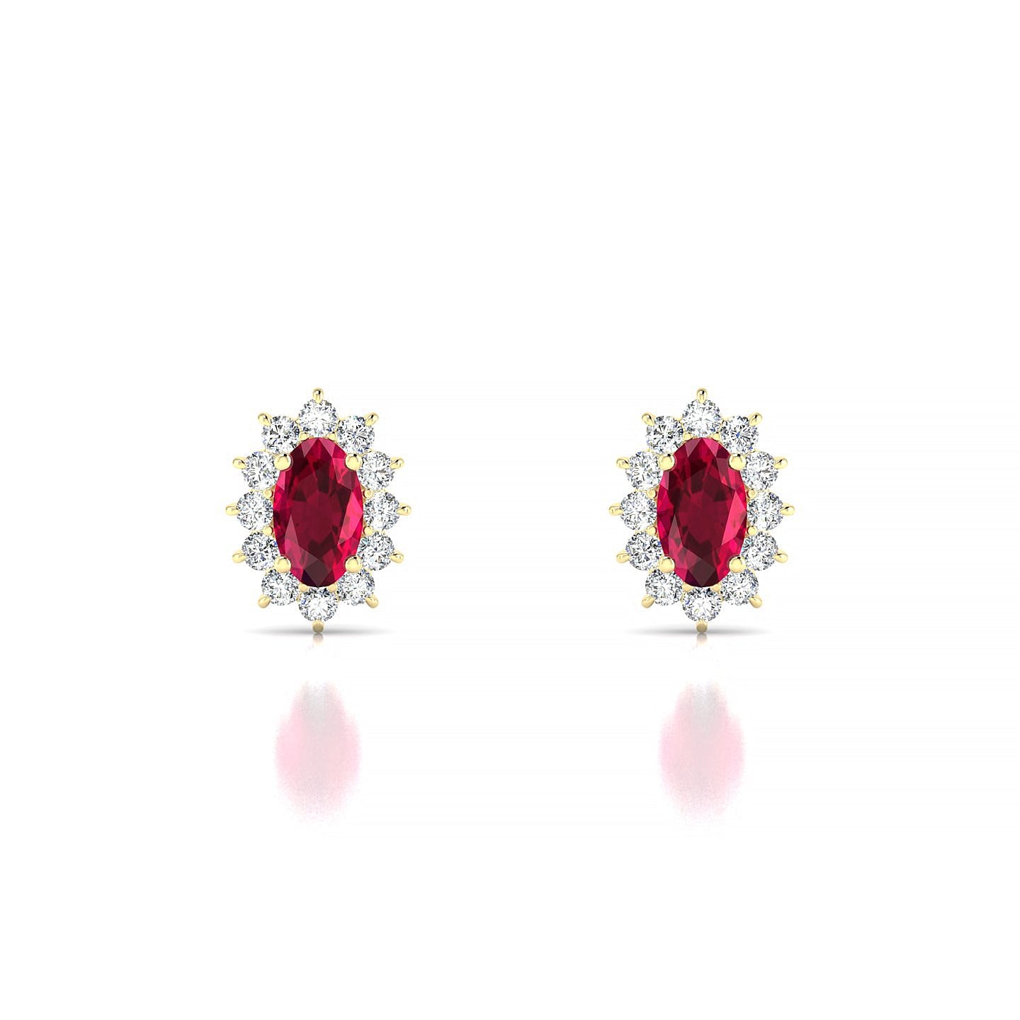 Blossom | 18k Yellow Gold 5 x 3 mm Oval Ruby Earrings