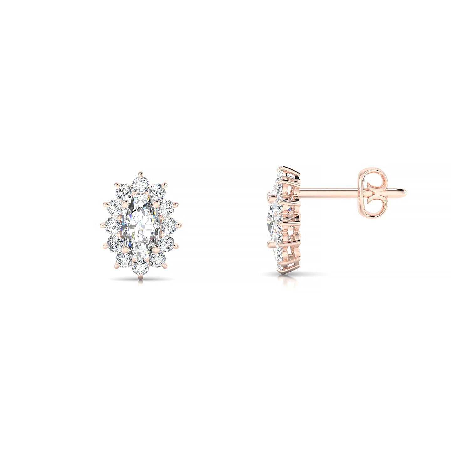 Blossom | 18k Rose Gold 5 x 3 mm Oval Diamond Earrings
