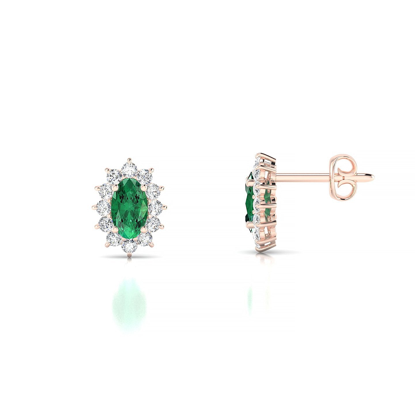 Blossom | 18k Rose Gold 5 x 3 mm Oval Emerald Earrings