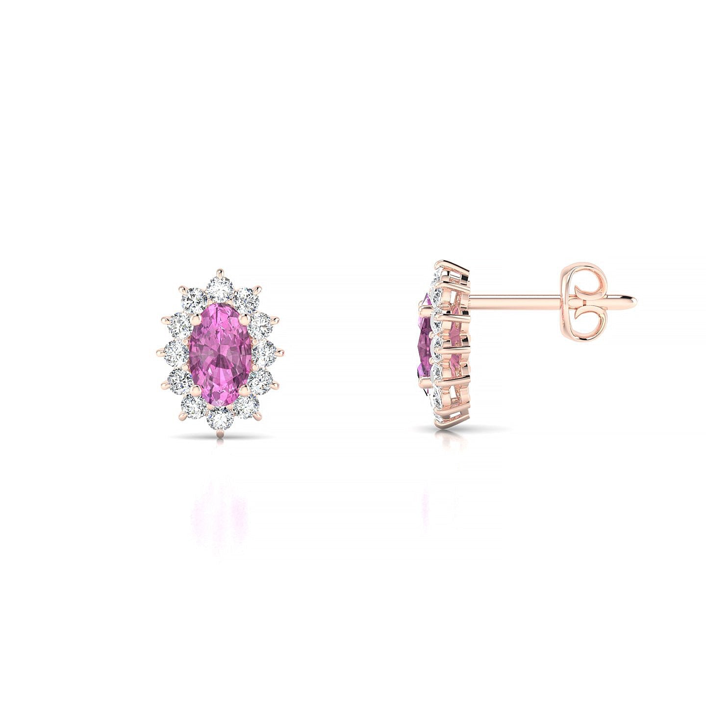 Blossom | 18k Rose Gold 5 x 3 mm Oval Pink Sapphire Earrings