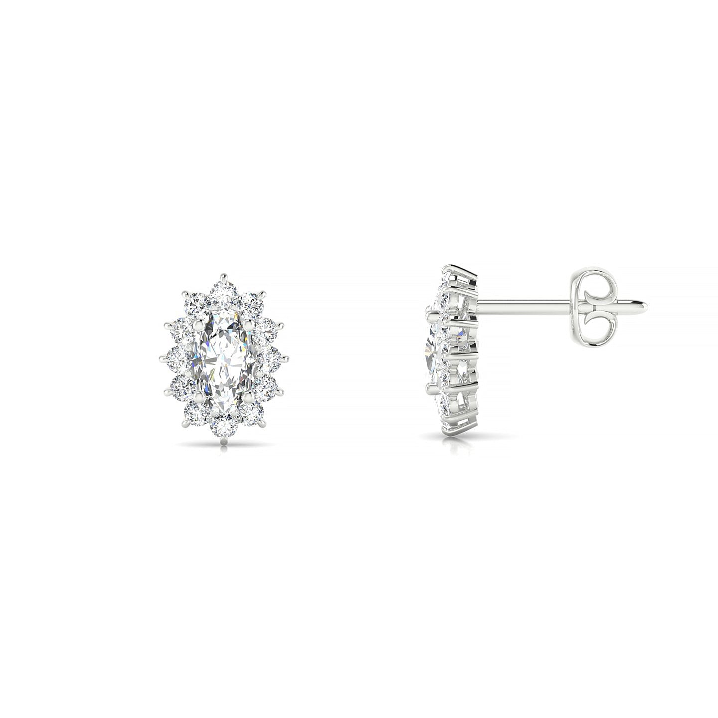 Blossom | 18k White Gold 5 x 3 mm Oval Diamond Earrings