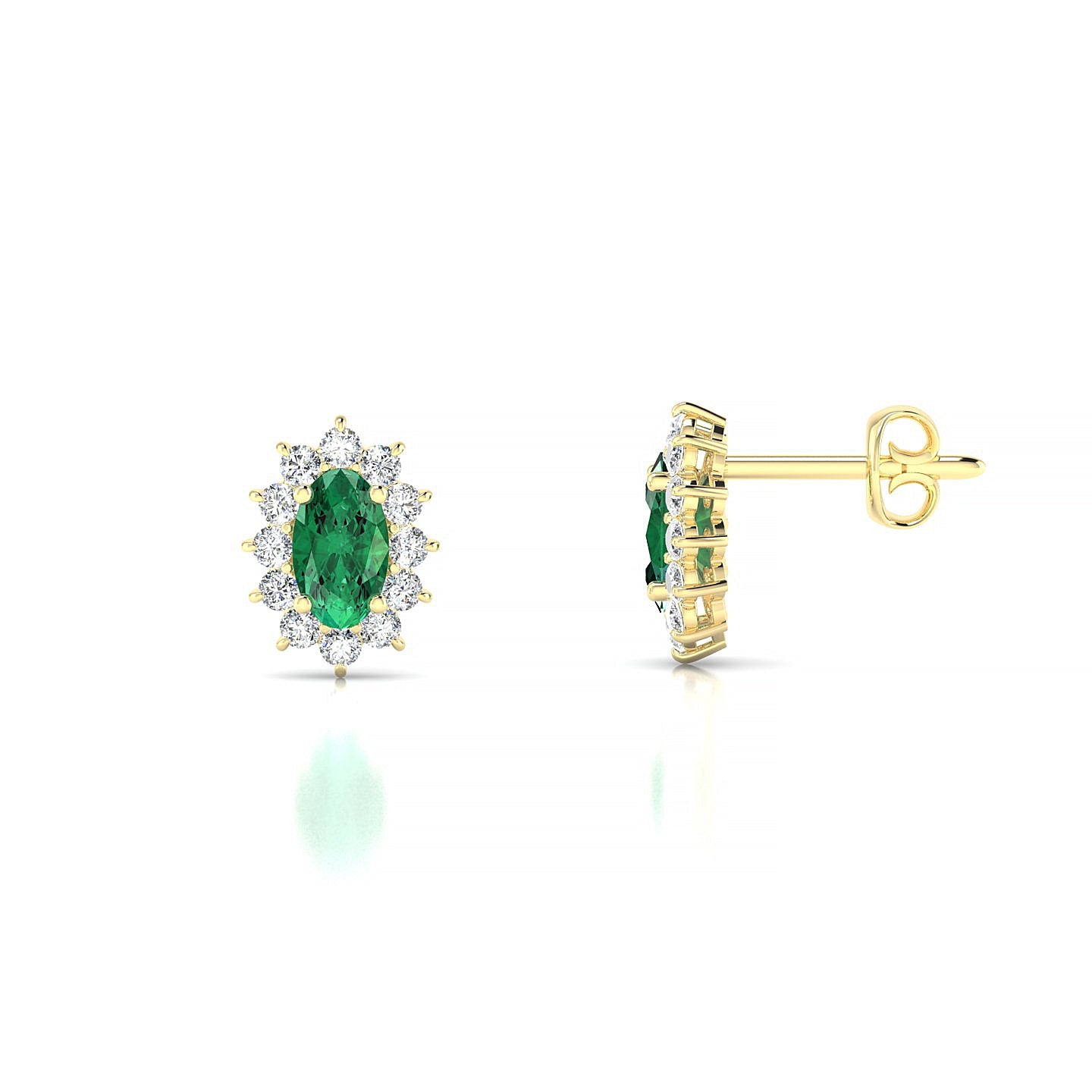 Blossom | 18k Yellow Gold 5 x 3 mm Oval Emerald Earrings