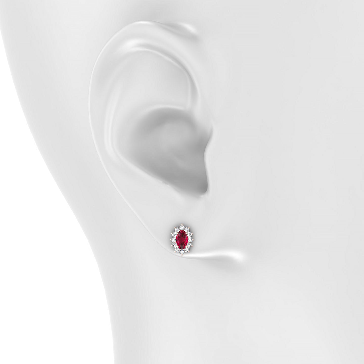 Blossom | 18k Rose Gold 5 x 3 mm Oval Ruby Earrings